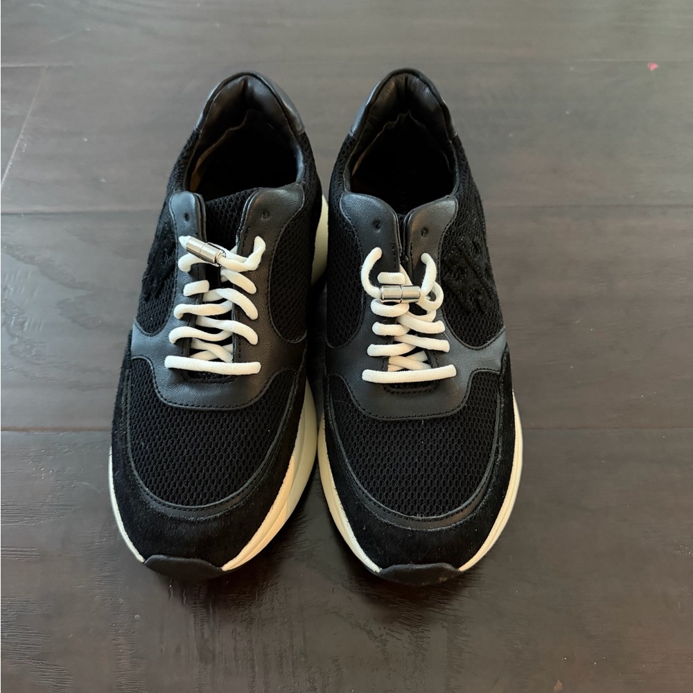 Tory Burch Black and White Mesh & Suede Sneakers